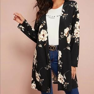 SHEIN Open Front Floral Coat/Cardigan